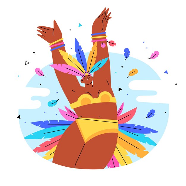 Ilustración plana carnaval brasileño