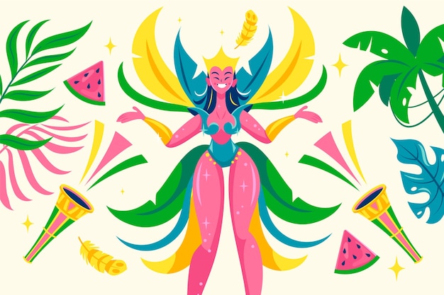 Vector ilustración plana del carnaval brasileño