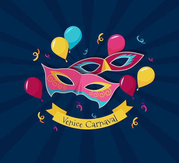 Vector ilustración plana del carnaval de venecia