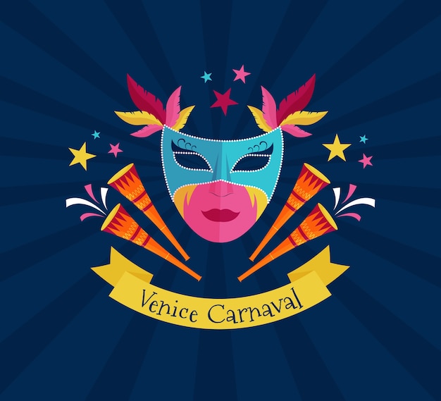 Ilustración plana del carnaval de venecia