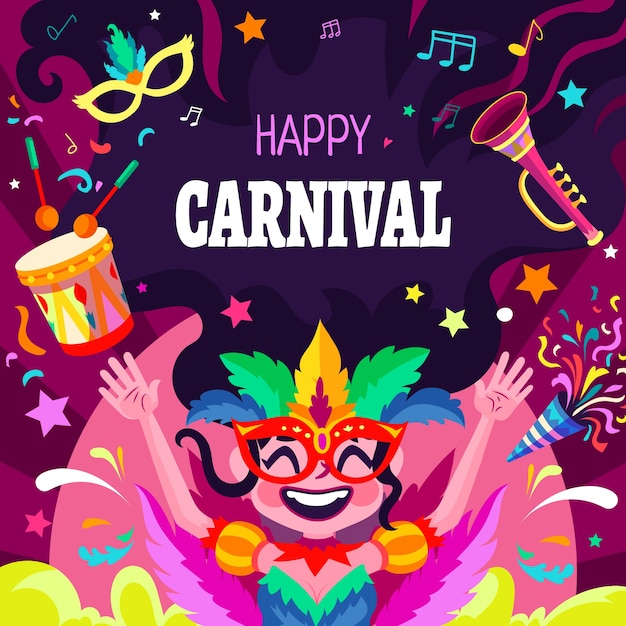 Ilustración plana del carnaval