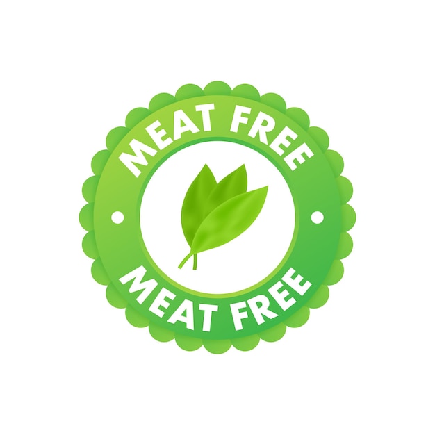 Ilustración plana con carne libre sobre fondo verde signo de hoja de planta
