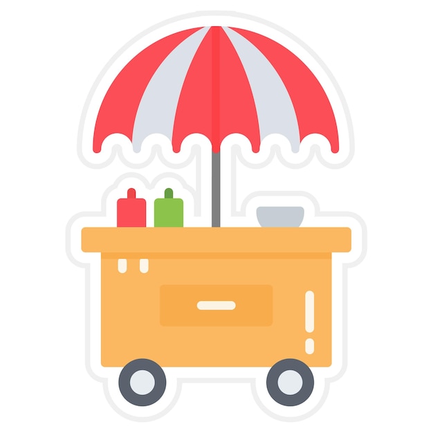 Ilustración plana del carrito de hamburguesas