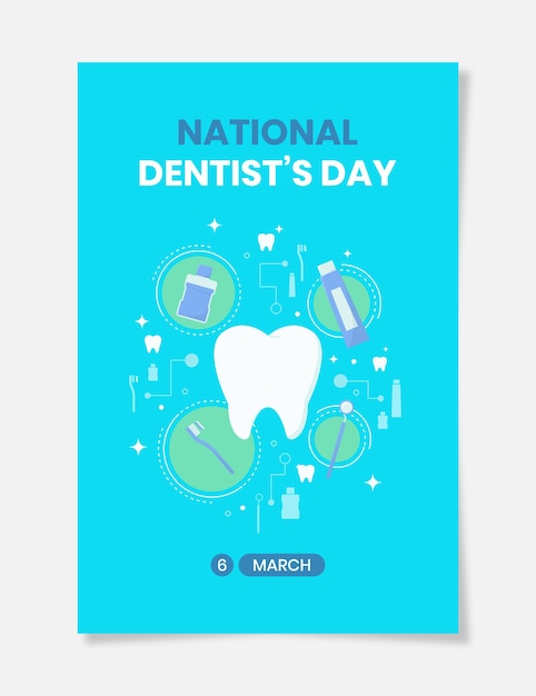 Ilustración plana del cartel del día del dentista