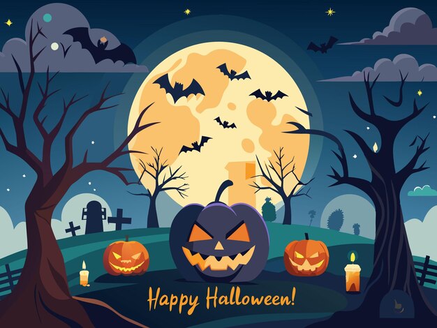 Ilustración plana de la casa embrujada Elementos de diseño de fondo de Halloween