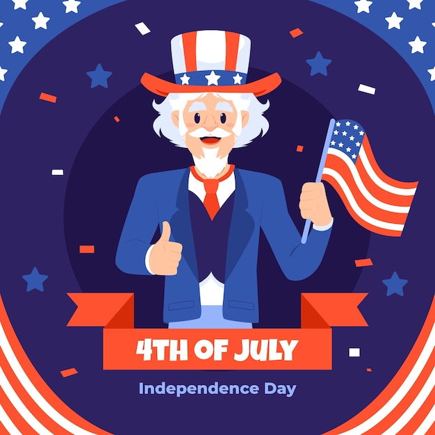 Ilustración plana para la celebración americana del 4 de julio
