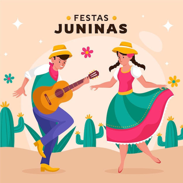 Ilustración plana para la celebración brasileña de festas juninas