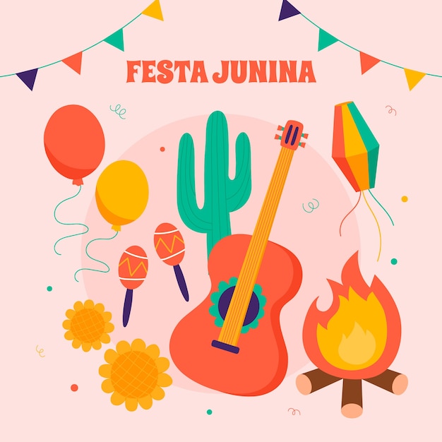 Vector ilustración plana para la celebración brasileña de festas juninas