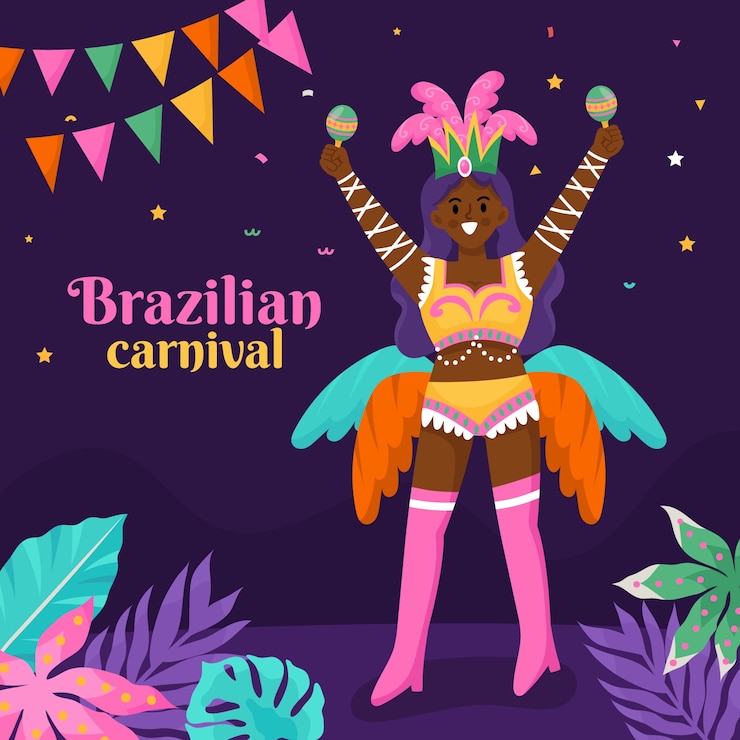 Vector ilustración plana para la celebración del carnaval brasileño