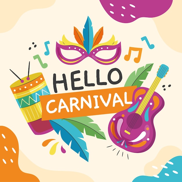 Ilustración plana para celebración de carnaval.