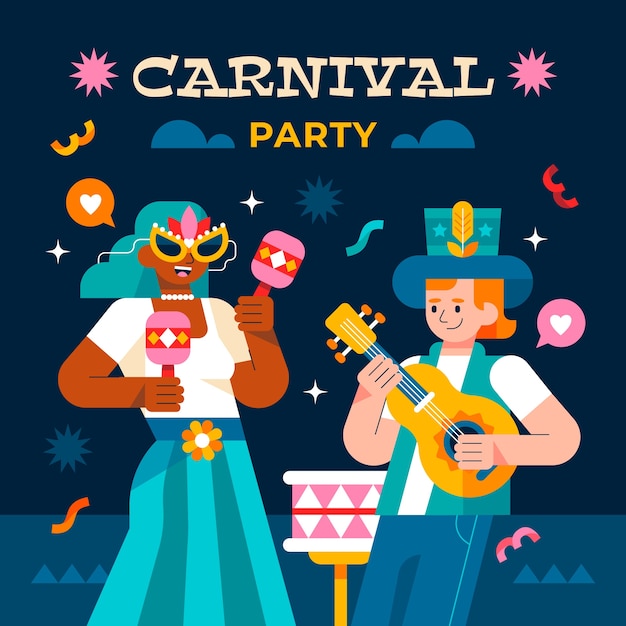 Vector ilustración plana para celebración de carnaval.