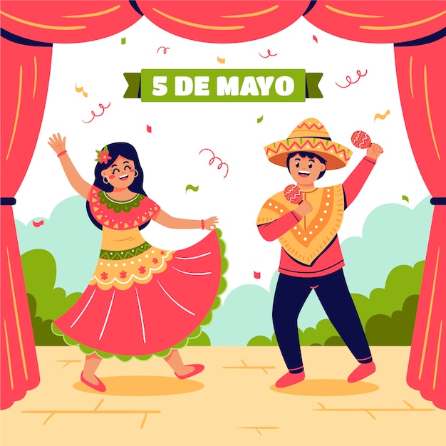 Ilustración plana para la celebración del cinco de mayo