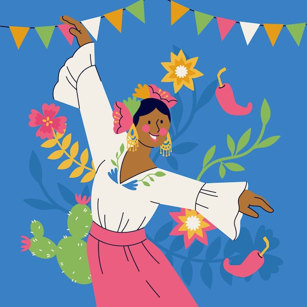 Vector ilustración plana para la celebración del cinco de mayo