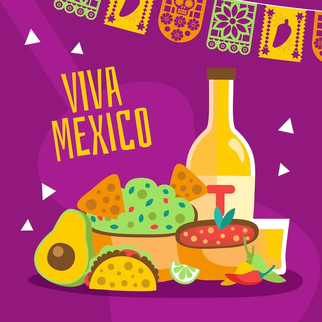 Ilustración plana para la celebración del cinco de mayo