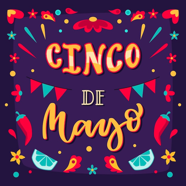 Ilustración plana para la celebración del cinco de mayo