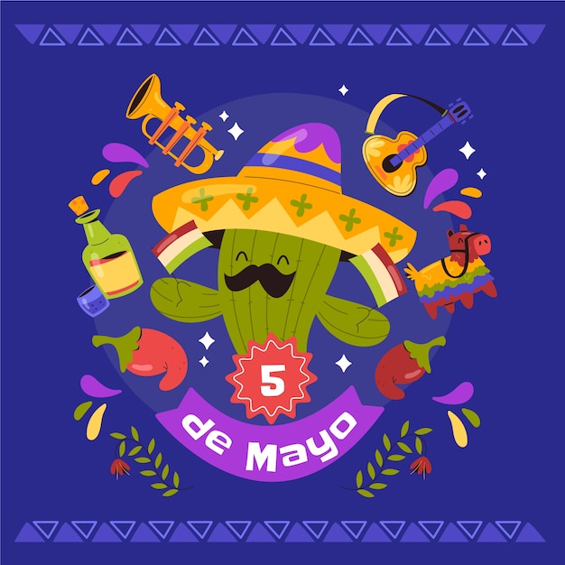 Vector ilustración plana para la celebración del cinco de mayo