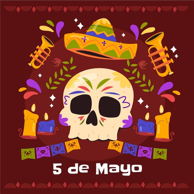 Ilustración plana para la celebración del cinco de mayo