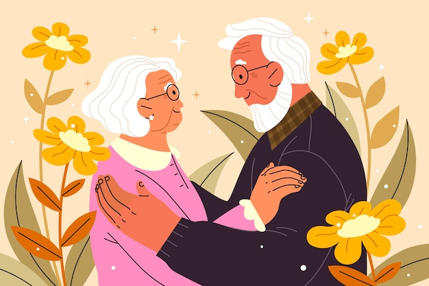 Ilustración plana para la celebración del día de los abuelos