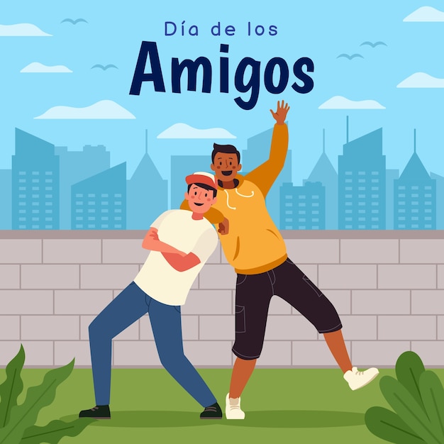 Ilustración plana para la celebración del dia del amigo