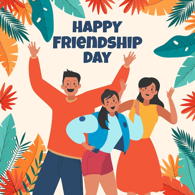 Ilustración plana para la celebración del día de la amistad.