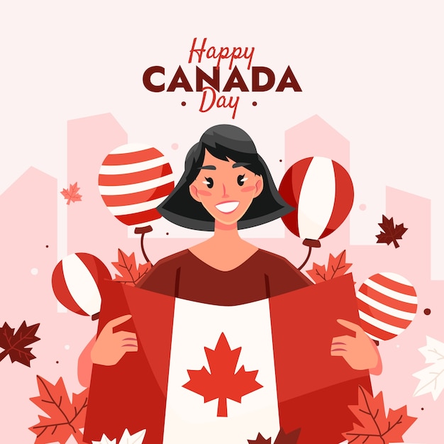 Ilustración plana para la celebración del día de canadá