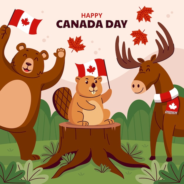 Ilustración plana para la celebración del día de canadá