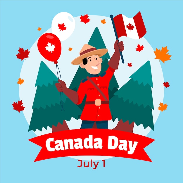 Ilustración plana para la celebración del día de canadá