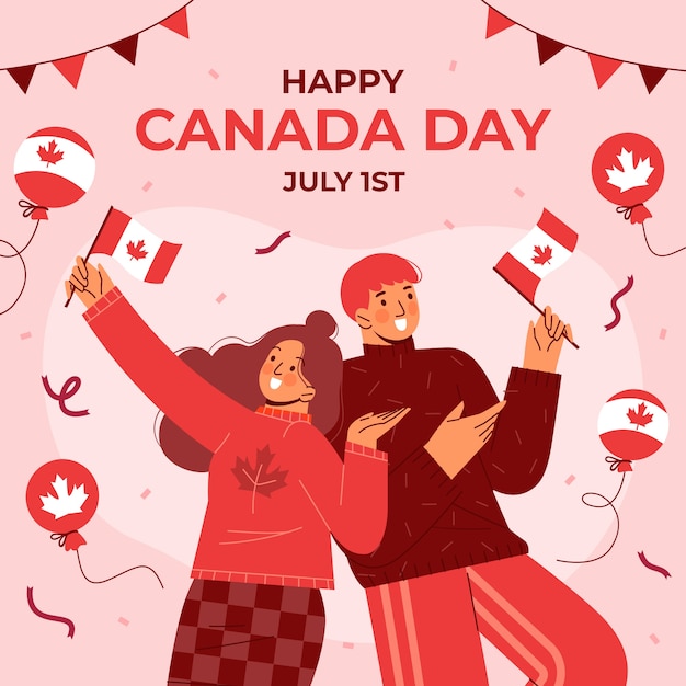 Ilustración plana para la celebración del día de canadá