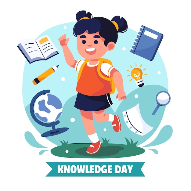 Ilustración plana para la celebración del día del conocimiento.