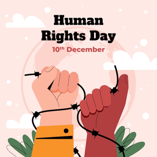 Ilustración plana para la celebración del día de los derechos humanos.