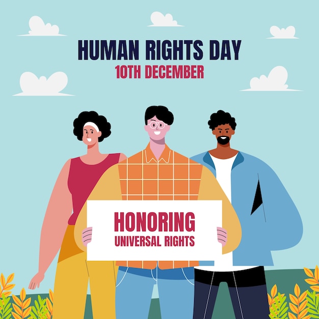 Vector ilustración plana para la celebración del día de los derechos humanos.