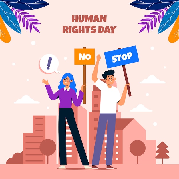 Vector ilustración plana para la celebración del día de los derechos humanos.