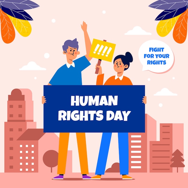 Ilustración plana para la celebración del día de los derechos humanos.