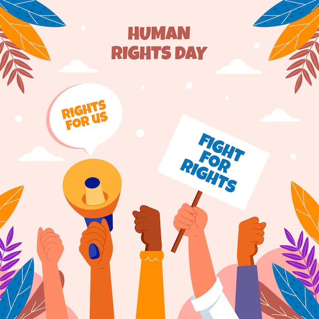 Ilustración plana para la celebración del día de los derechos humanos.