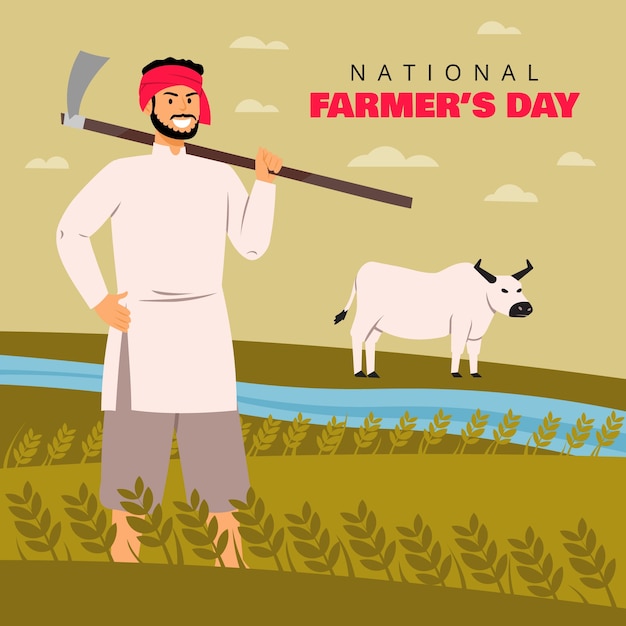Vector ilustración plana de celebración del día del granjero