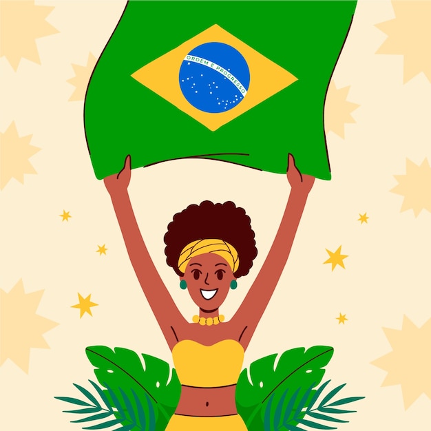 Vector ilustración plana para la celebración del día de la independencia de brasil