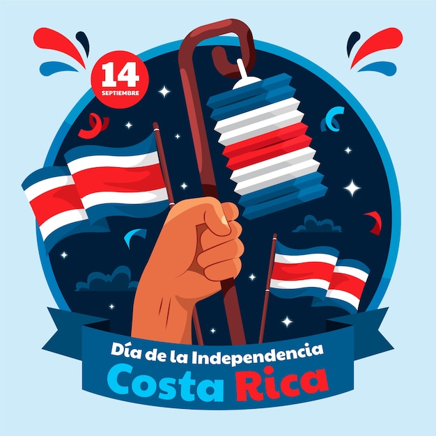 Vector ilustración plana para la celebración del día de la independencia de costa rica