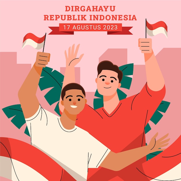 Vector ilustración plana para la celebración del día de la independencia de indonesia