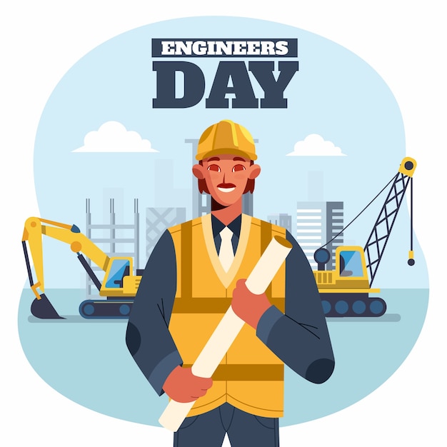 Ilustración plana para la celebración del día de los ingenieros.