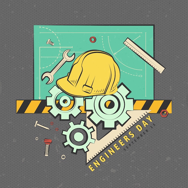 Vector ilustración plana para la celebración del día de los ingenieros.