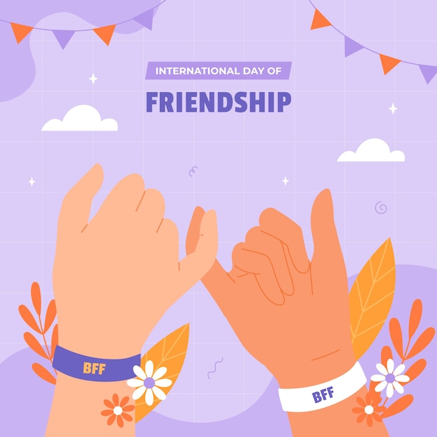 Ilustración plana para la celebración del día internacional de la amistad.