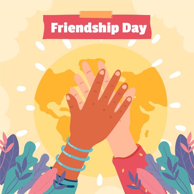 Ilustración plana para la celebración del día internacional de la amistad.