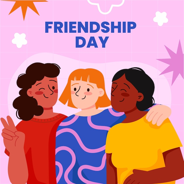Ilustración plana para la celebración del día internacional de la amistad