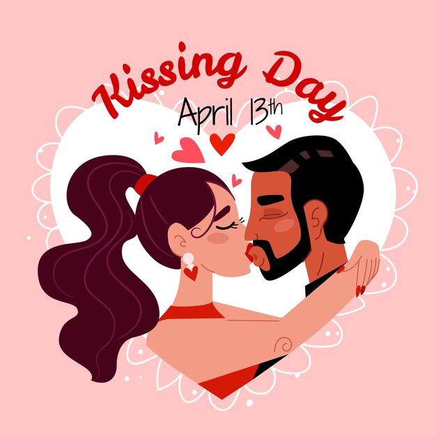 Ilustración plana para la celebración del día internacional del beso