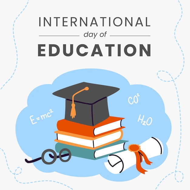 Ilustración plana para la celebración del día internacional de la educación.