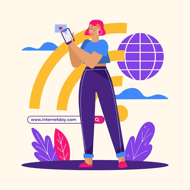 Vector ilustración plana para la celebración del día internacional de internet