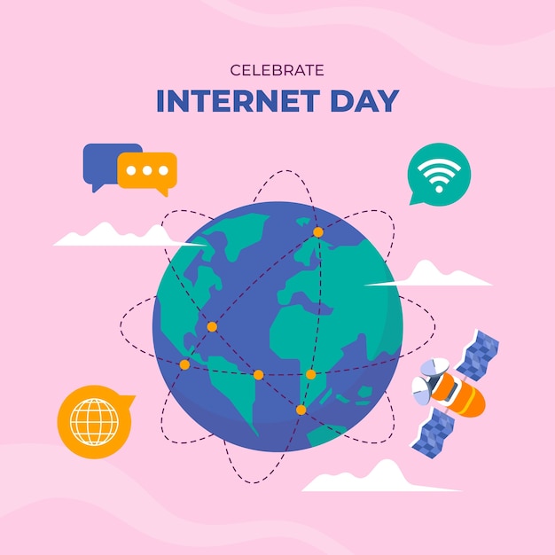 Vector ilustración plana para la celebración del día internacional de internet