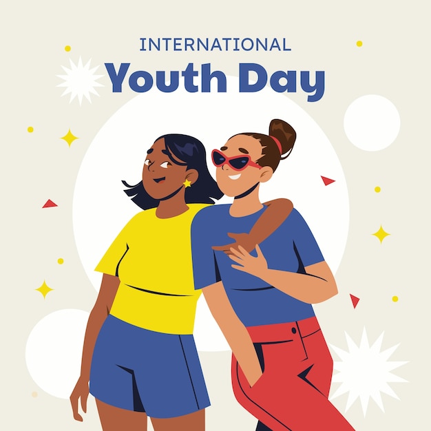 Ilustración plana para la celebración del día internacional de la juventud.