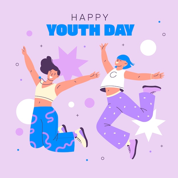 Ilustración plana para la celebración del día internacional de la juventud.