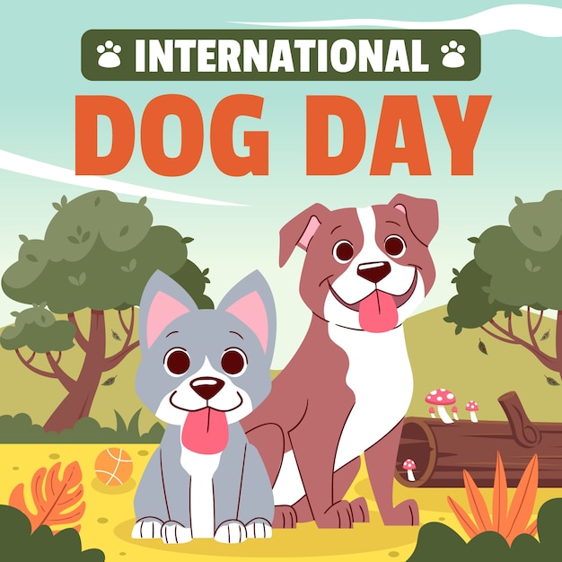 Vector ilustración plana para la celebración del día internacional del perro.